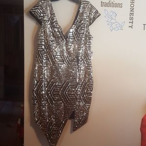 Gold sequined party dress